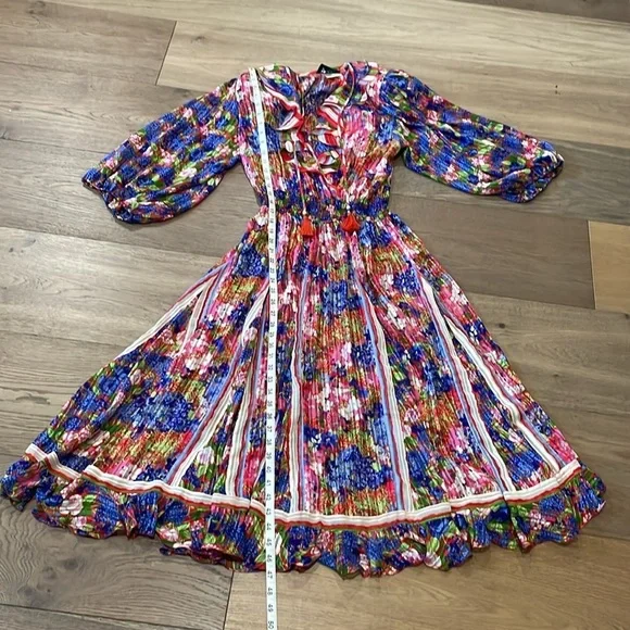 Diane Freis Vintage Floral Printed Midi Dress Size Medium